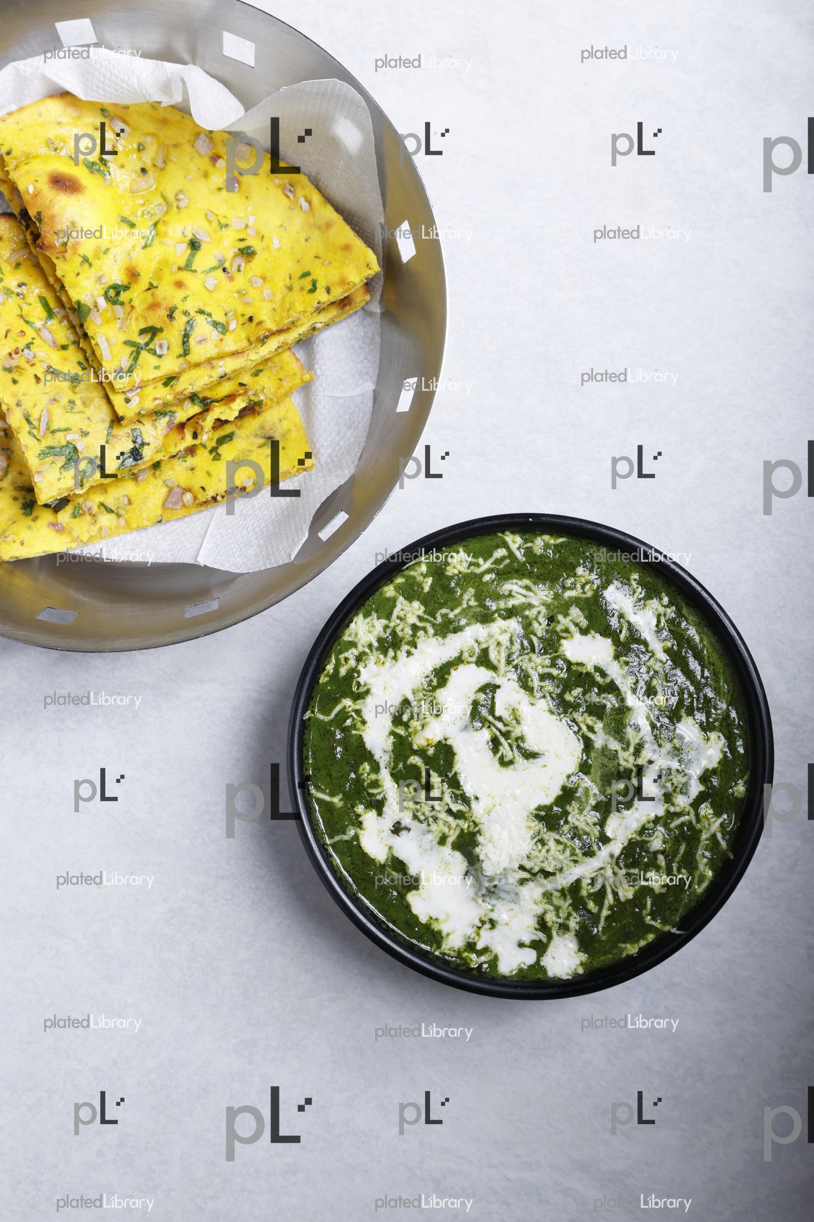 Palak Masala with Roti (Indian Bread)